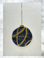 Abstract Denim and Gold Bauble - Handmade Christmas Card