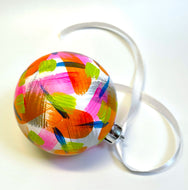 Hand Painted Chirstmas Bauble - White, Neon Pink, Green, Orange and Navy Blue