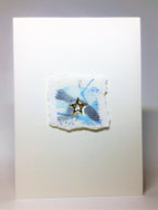 Original Handcrafted Christmas Card - Star Collection - White, Blue and Silver Abstract with Star - eDgE dEsiGn London