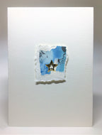 Original Handcrafted Christmas Card - Star Collection - Blue and Silver Abstract with Star - eDgE dEsiGn London