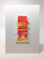 Original Handcrafted Christmas Card - Star Collection - Pink, Yellow, Orange and Gold - eDgE dEsiGn London