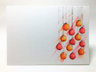 Original Hand Painted Christmas Card - Bauble Collection - Yellow, Orange and Red - eDgE dEsiGn London