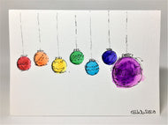 Original Hand Painted Christmas Card - Bauble Collection - Rainbow Baubles - eDgE dEsiGn London