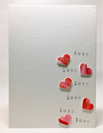Original Hand Painted Greeting Card - 5 Hearts and Love - eDgE dEsiGn London