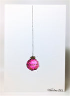 Small Pink and Gold Bauble - Hand Painted Christmas Card