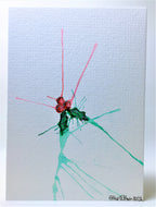 Abstract Splatter Holly Design #3 - Hand Painted Christmas Card