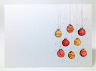 Orange, Red and Silver Baubles - Hand Painted Christmas Card