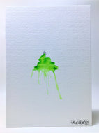 Abstract Green Splatter Tree with Star - Hand Painted Christmas Card