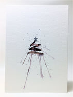 Abstract Black Splatter Tree with Star - Hand Painted Christmas Card - eDgE dEsiGn London