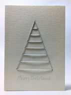 Silver thread abstract Christmas Tree - Hand-made Christmas card