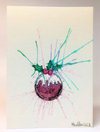 Christmas Pudding Splatter Bauble 2 - Hand Painted Christmas Card
