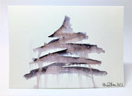 Large Black Splatter Tree - Hand Painted Christmas Card