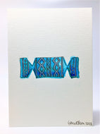 Blue and Silver Christmas Cracker - Hand Painted Christmas Card