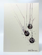 Small Black, Grey and Silver Splatter Baubles - Hand Painted Christmas Card