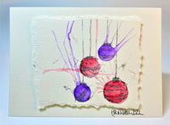 Small Pink, Purple and Silver Baubles - Hand Painted Christmas Card