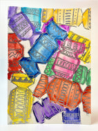 Abstract Multicolour Crackers - Hand Painted Christmas Card