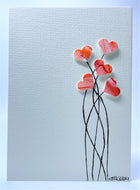 Original Hand Painted Valentine's Day Card - Heart Flower Twisted Stems