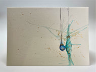 Blue, Jade and Gold Splatter Baubles - Hand Painted Christmas Card