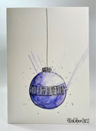 Large Blue and Silver Bauble - Hand Painted Christmas Card