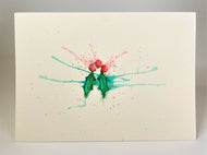 Abstract Holly Splatter with Gold - Hand Painted Christmas Card