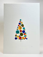 Abstract Retro Multicolour Circles Tree - Hand Painted Christmas Card