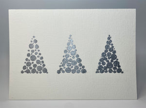 Silver Circle Trees - Hand Painted Christmas Card