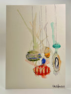 Abstract Retro Multicolour Baubles - Hand Painted Christmas Card