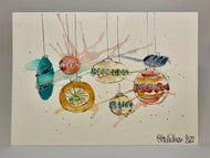 Abstract Vintage Multicolour Baubles - Hand Painted Christmas Card