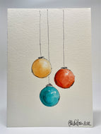 Bright Baubles - Hand Painted Christmas Card