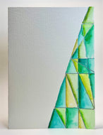 Cubist Christmas Tree - Hand Painted Christmas Card