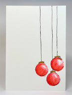 Small Red and Gold Baubles - Hand Painted Christmas Card