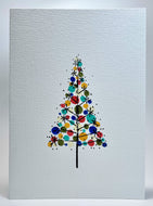 Multicolour Circles and Starburst Tree - Hand Painted Christmas Card