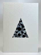 Modern Monochrome Abstract Circle Tree - Hand Painted Christmas Card