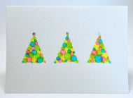 Modern Abstract Fluoro Circle Trees - Hand Painted Christmas Card