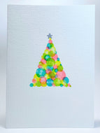 Modern Abstract Fluoro Circle Tree - Hand Painted Christmas Card