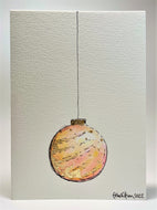 Abstract Pink, Yellow and Gold Leaf Bauble - Hand Painted Christmas Card