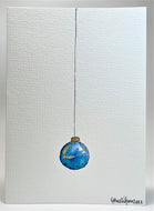 Little Turquoise and Gold Leaf Bauble - Hand Painted Christmas Card