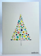 Muted Multicolour Circles and Starburst Tree - Hand Painted Christmas Card