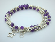Amethyst and Silver beaded necklace/bracelet - Lacelet by eDgE dEsiGn London - eDgE dEsiGn London