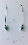 Silver wire drop earrings - Green Onyx and Silver beads - eDgE dEsiGn London