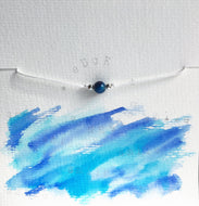 White cord bracelet - Blue Agate and Silver beads - Colour and Charm Collection - eDgE dEsiGn London