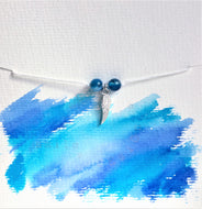 White cord bracelet - Blue Agate with Silver Angel Wing - Colour and Charm Collection - eDgE dEsiGn London