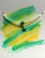 White double cord bracelet - Green Agate, Silver Star and beads - Colour and Charm Collection - eDgE dEsiGn London