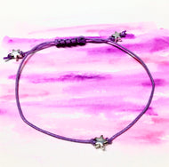 Sliding knot bracelet - Lilac with silver stars - eDgE dEsiGn London