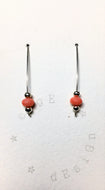 Sterling silver single wire earrings - Coral faceted beads and silver spacer beads - eDgE dEsiGn London