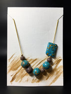 Beaded cord necklace - Turquoise/Bronze Howlite and wood beads - eDgE dEsiGn London