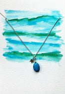 Silver Choker - Oval Turquoise bead and silver star pendant - eDgE dEsiGn London