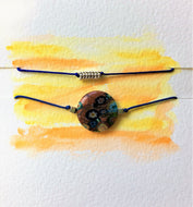 Two Blue Cord Bracelets - Venetian/Millefiori and silver beads - eDgE dEsiGn London