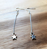 Silver dangle drop earrings - link chain with star charm - eDgE dEsiGn London