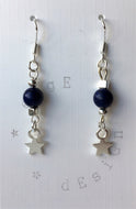 Silver dangle drop earrings - Lapis Lazuli and Star design - eDgE dEsiGn London